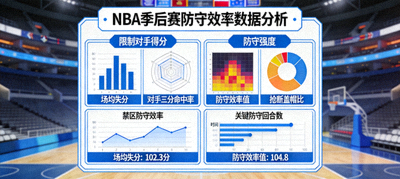 NBA季后赛防守效率数据分析，展示限制对手得分与防守强度的关键指标